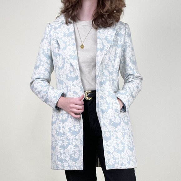Vintage Jacquard Woven Knit Peacoat Jacket Whimsical Cottagecore Feminine Coat - Picture 9 of 9